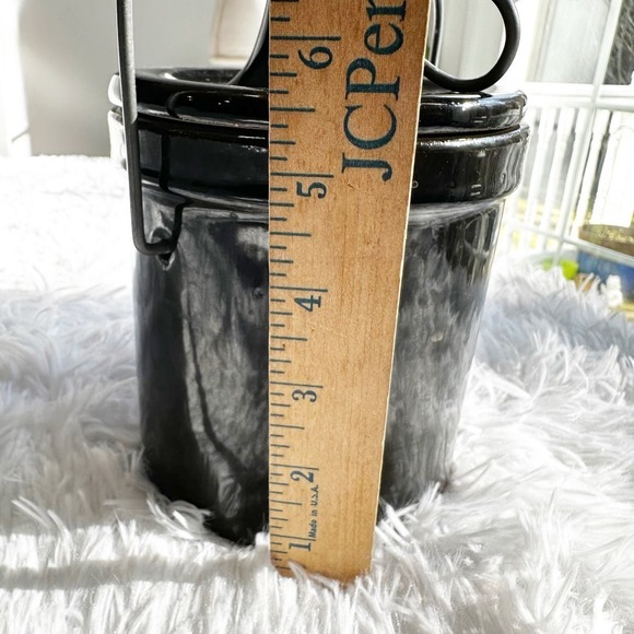 Vintage Brown Glazed Crock with wire bail latch cottage farmhouse kitchen - Picture 9 of 12